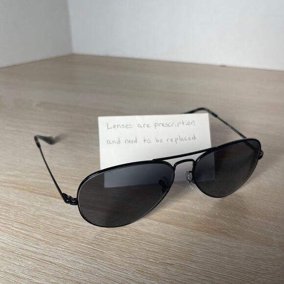 Ray-Ban RB3689 Aviator Metal II 9148/31 Black FRAMES 58-14-140 Excellent Cond - Picture 1 of 8